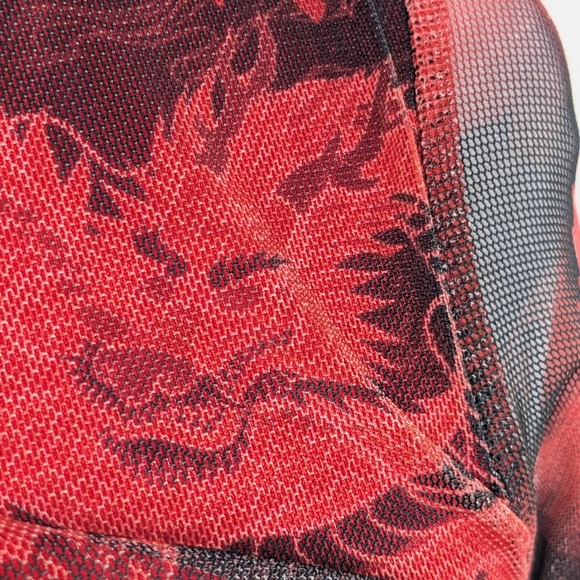 PrettyLittleThing Red and Black Dragon Long Sleeve Sexy Dress - Picture 9 of 16